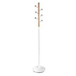 Honey-Can-Do - Freestanding Corner Coat Rack with 6 Hooks with Wood Accent - White - Front_Zoom