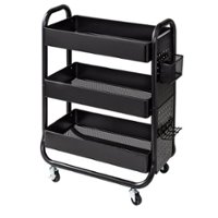 Honey-Can-Do - Rolling Craft Cart with Wheels Pegboard Shelf and Metal Basket - Black - Angle_Zoom
