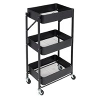 Honey-Can-Do - 3-Tier Metal Folding Cart with Wheels - Black - Angle_Zoom