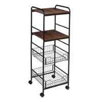 Honey-Can-Do - 4-Tier Rolling Cart With Two Shelves and Two Baskets - Black - Angle_Zoom