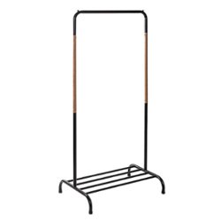 Honey-Can-Do - Single Garment Rack with Shoe Shelf and Hanging Bar - Black - Front_Zoom