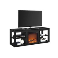 Ameriwood Home - Parsons Electric Fireplace TV Stand - Black - Front_Zoom