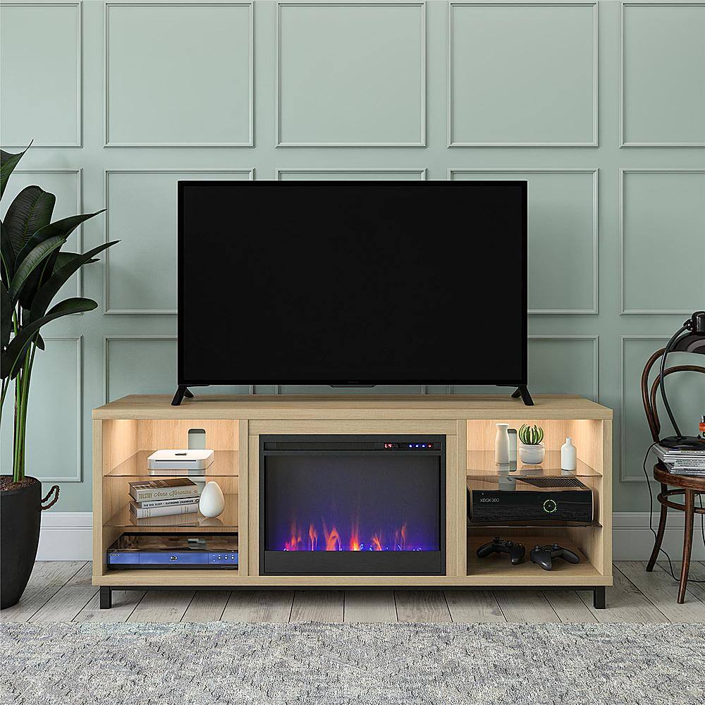 Best Buy Ameriwood Home Lumina Deluxe Fireplace TV Stand (70") Blonde
