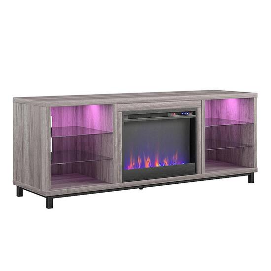 Ameriwood Home Lumina Deluxe Fireplace TV Stand 70 Light