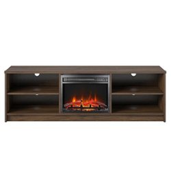Ameriwood Home - Noble 65” TV Stand with Electric Fireplace - Walnut - Front_Zoom