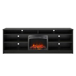 Ameriwood Home - Hendrix 75" TV Stand with Electric Fireplace - Black Oak - Front_Zoom