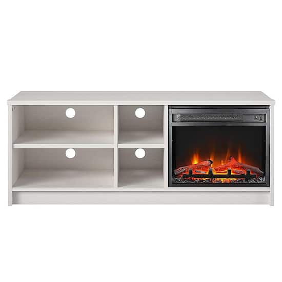 White oak tv online stand with fireplace