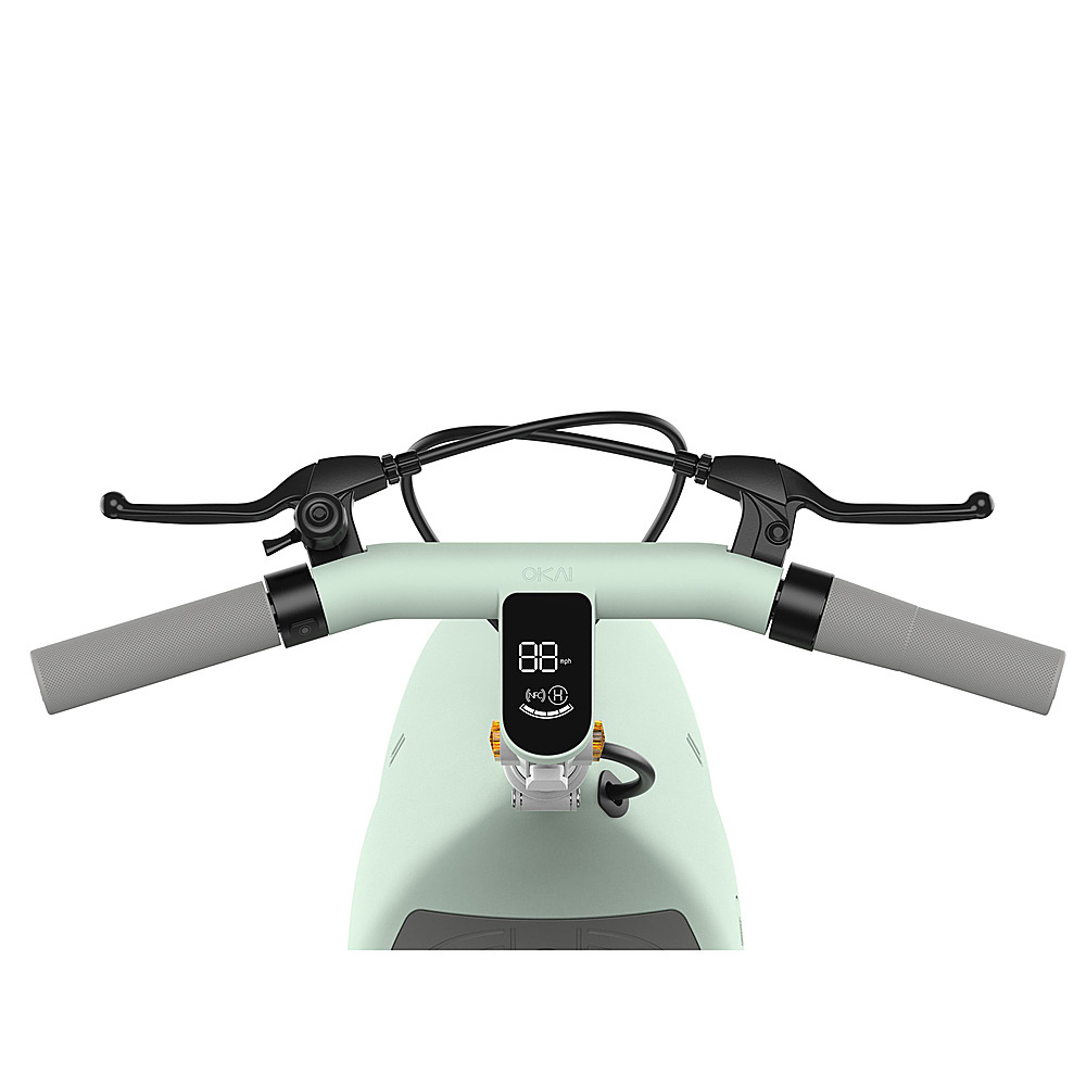 Angle View: OKAI - Ceetle Pro Electric Scooter with Foldable Seat w/35 Miles Operating Range & 15.5mph Max Speed - Green