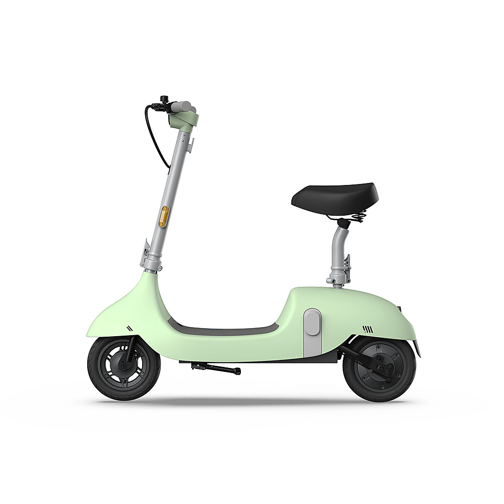 Left View: OKAI - Ceetle Pro Electric Scooter with Foldable Seat w/35 Miles Operating Range & 15.5mph Max Speed - Green