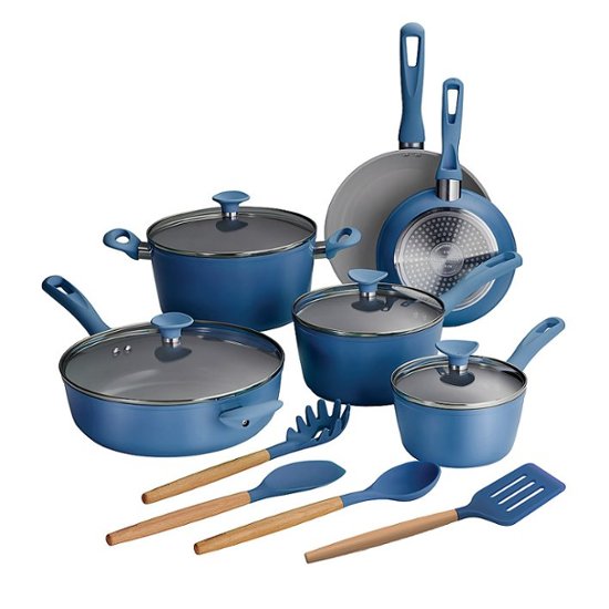 Granite Stone Blue 20 Piece Pots and Pans Set, Nonstick Cookware
