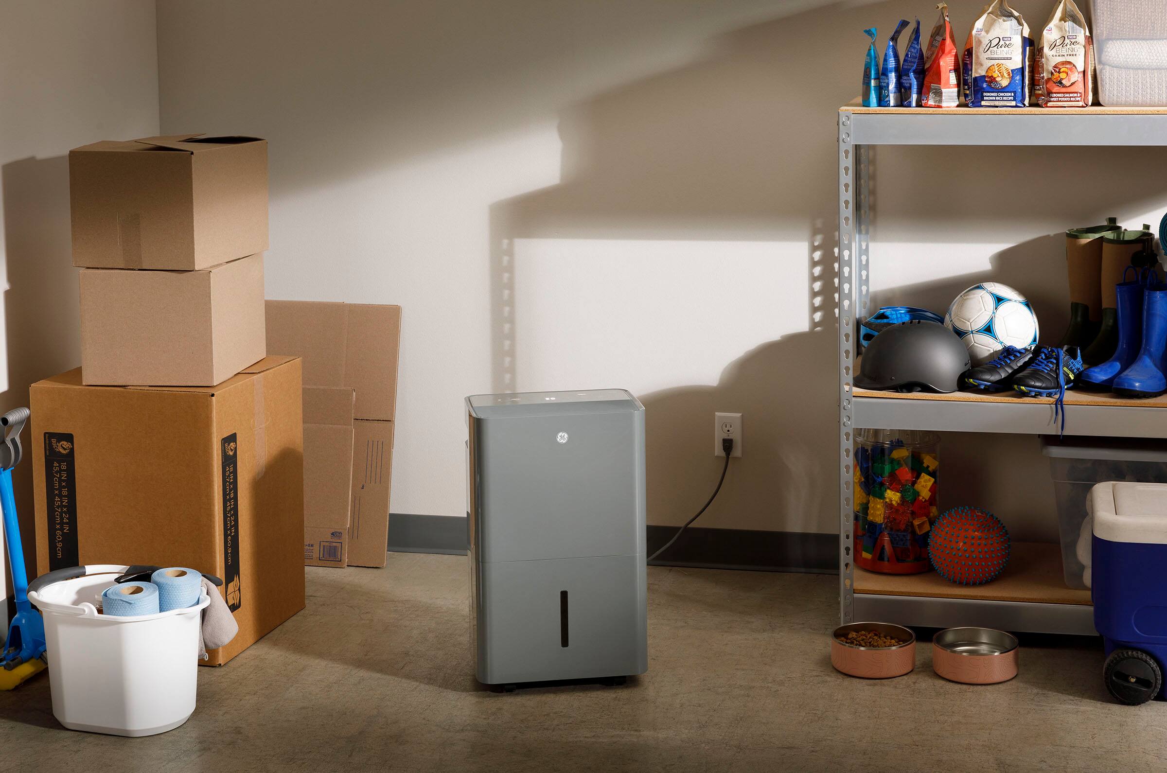 Alt View 12. GE - 50-Pint Energy Star Portable Dehumidifier with Smart Dry for Wet Spaces - Grey.