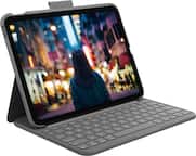 Front. Logitech - Slim Folio Keyboard Case for Apple iPad - Latest Model A16 chip and iPad 10th Gen with Integrated Bluetooth Keyboard - Oxford Gray.