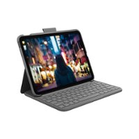 Logitech - Slim Folio Keyboard Case for Apple iPad (10th Gen) - Oxford Gray - Front_Zoom