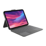 Front. Logitech - Combo Touch Keyboard and Trackpad Case for Apple iPad (10th Gen) with Detachable Backlit Keyboard - Oxford Gray.