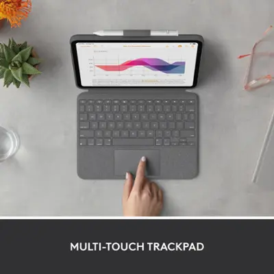 Logitech - Combo Touch Keyboard and Trackpad Case for Apple iPad (10th Gen) with Detachable Backlit Keyboard - Oxford Gray
