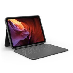 Logitech - Rugged Folio Keyboard Case for Apple iPad (10th Gen) with Spill-proof Keyboard - Oxford Gray - Front_Zoom