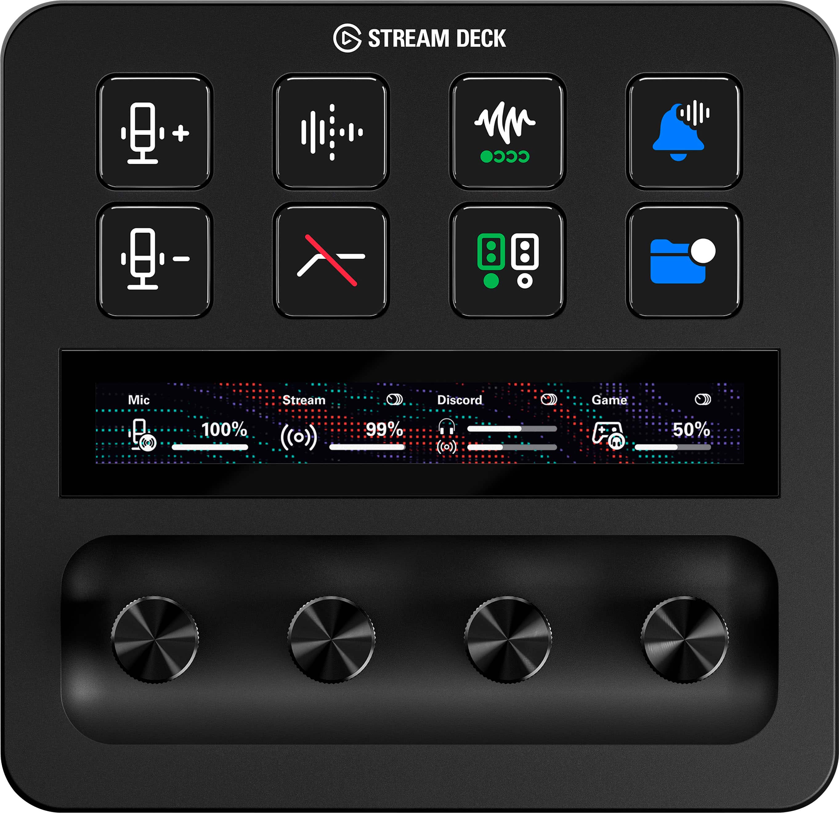  Elgato Stream Deck + White, Audio Mixer, Production Console and  Studio Controller for Content Creators, Streaming, Gaming, with  Customizable Touch Strip dials and LCD Keys, Works with Mac and PC 