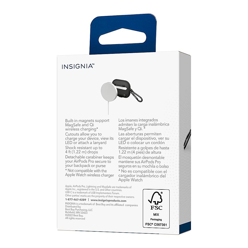 Alt View 22. Insignia™ - Silicone Case for Apple AirPods Pro (2nd generation) (USB-C and Lightning) - Black.