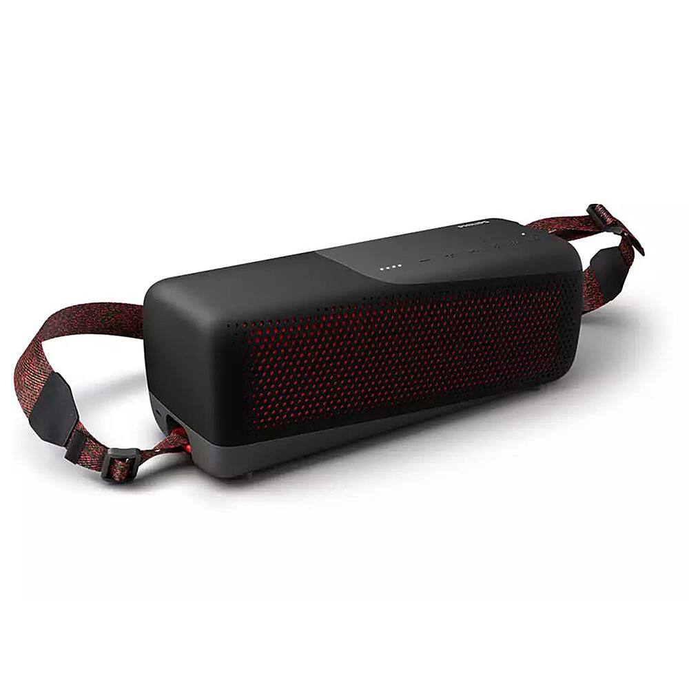 Front. Philips - Portable Wireless Speaker with Built-in mic for calls - Black.