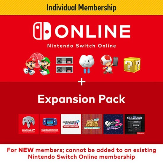 Front. Nintendo - Switch Online + Expansion Pack Individual Membership.
