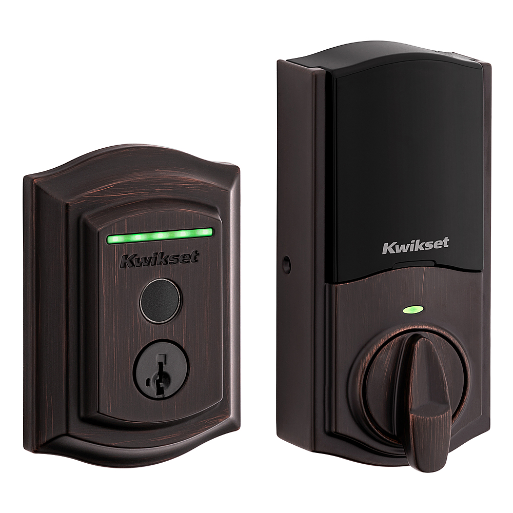 Angle View: Kwikset - Halo Smart Lock Wi-Fi Replacement Deadbolt with App/Key/Fingerprint Access - Venetian Bronze