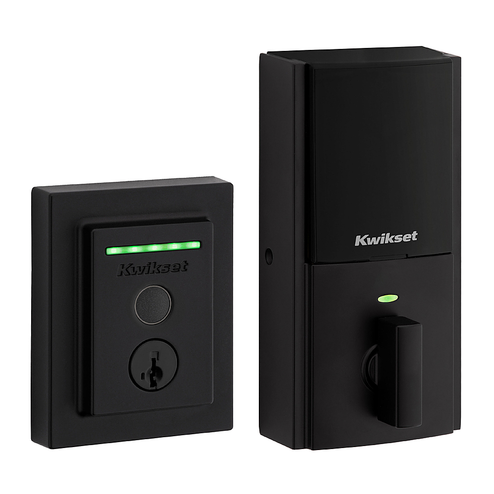 Angle View: Kwikset - Halo Smart Lock Wi-Fi Replacement Deadbolt with App/Key/Fingerprint Access - Matte Black