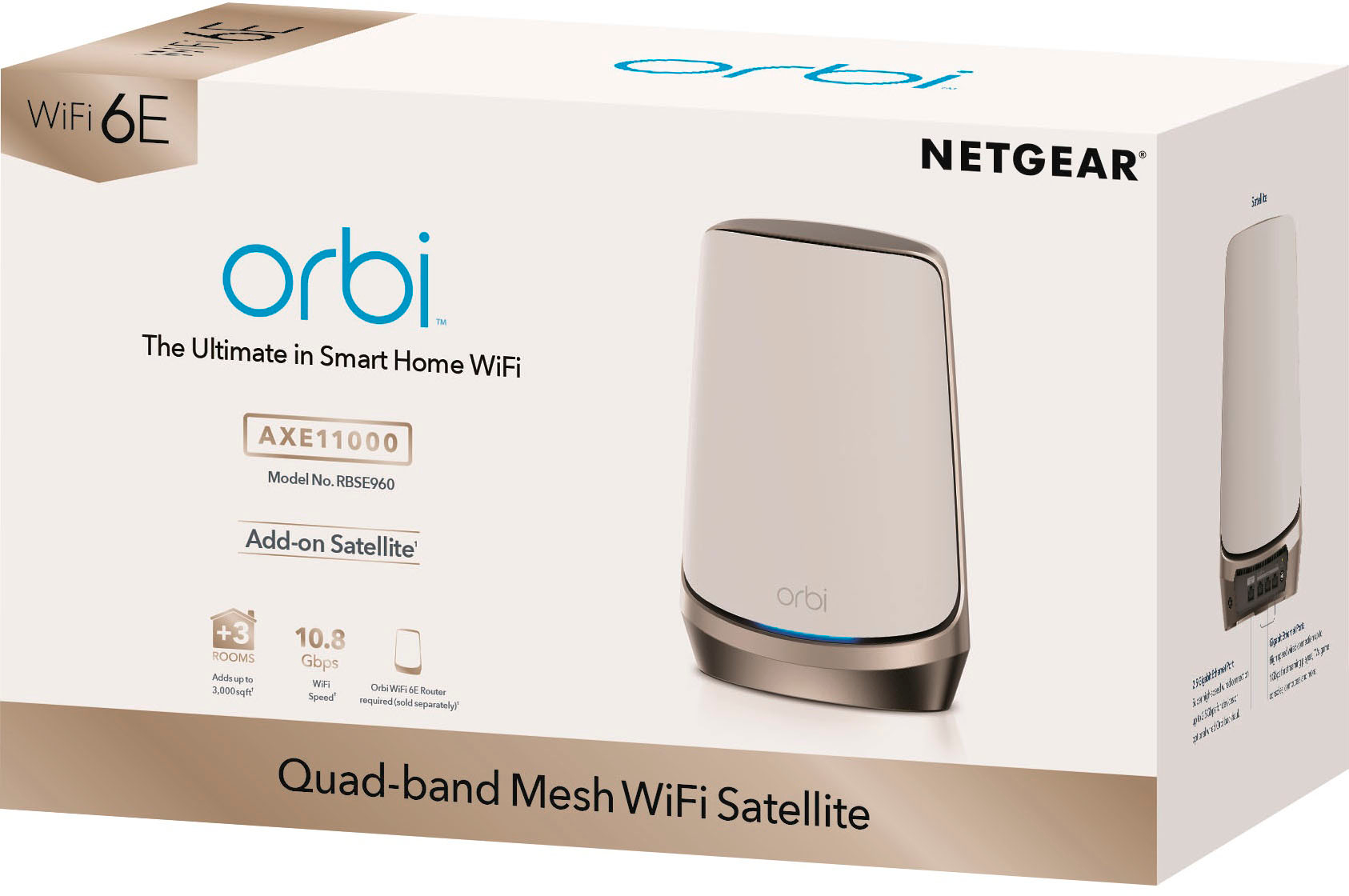Netgear Satellite Orbi Quad Band WiFi 6E RBSE960B Noir Compatible