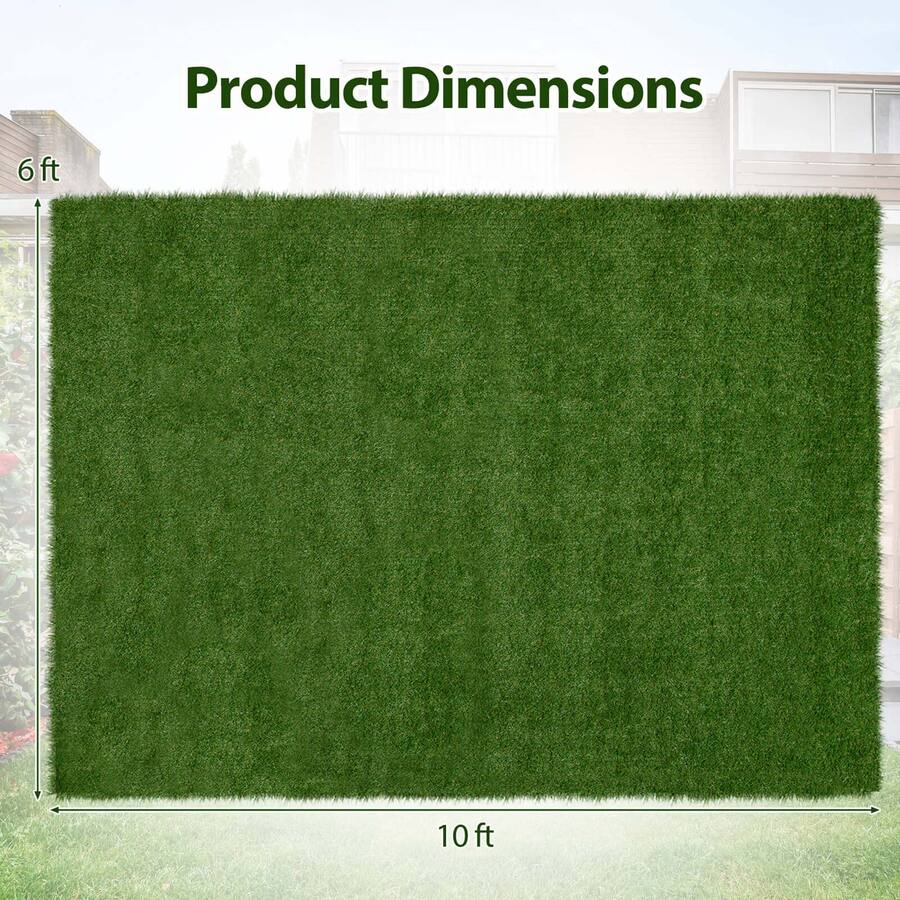 Costway 6 x 10 FT Artificial Grass Turf with Drainage Holes Nonslip ...