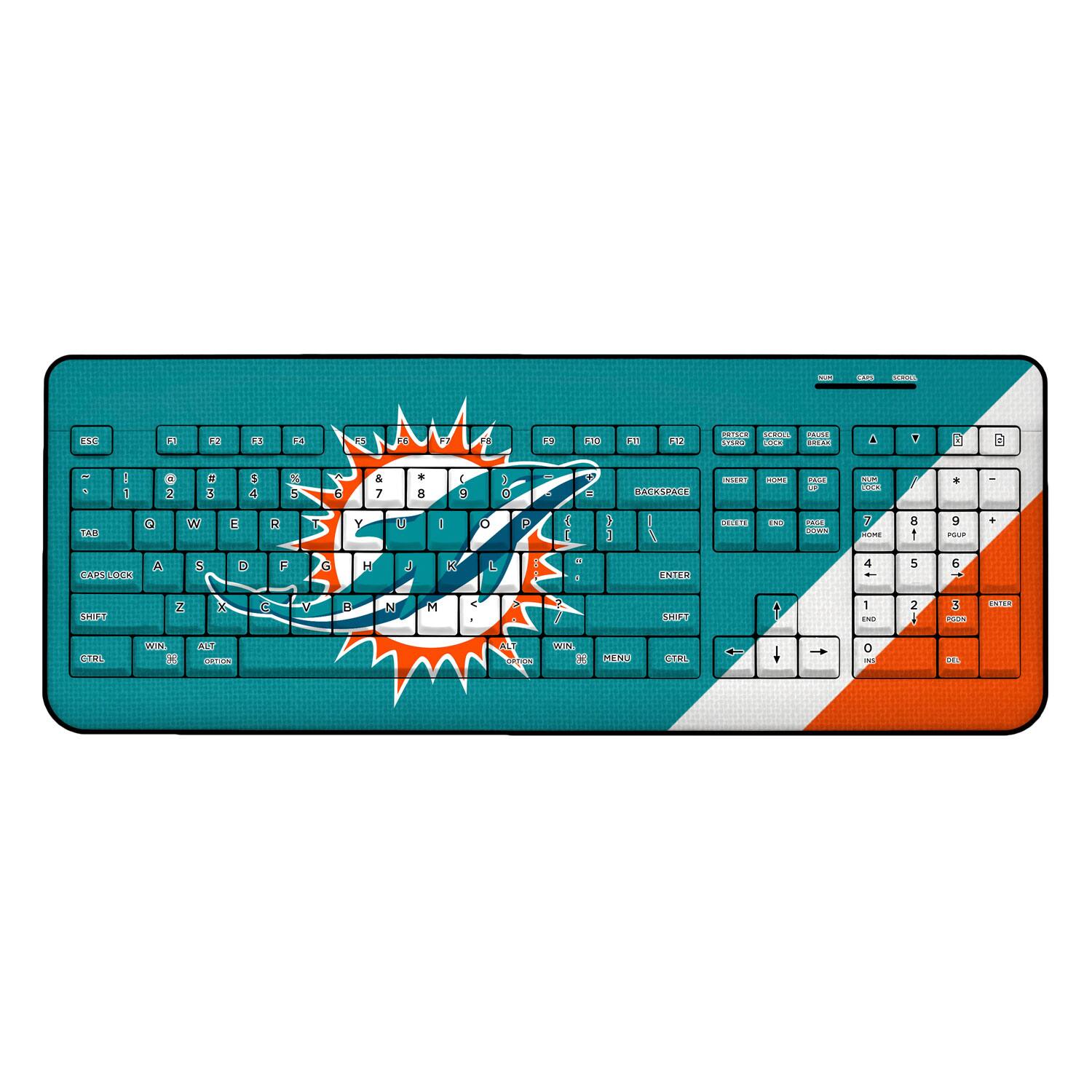Keyscaper - Miami Dolphins Diagonal Stripe Wireless Keyboard - Multicolor
