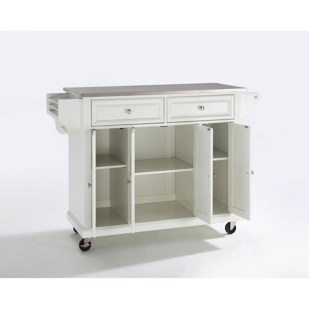 Front. Crosley Furniture - Full Size Stainless Steel Top Kitchen Cart - White.