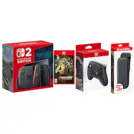 Switch 2 Console with Hyrule Warriors Age of Imprisonment, Pro Controller and Protective Case Bundle