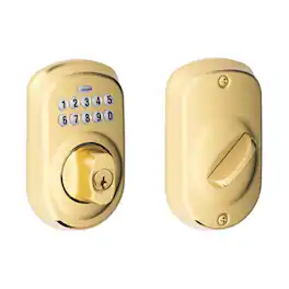 Schlage - Steel Electronic Deadbolt - Bright Brass