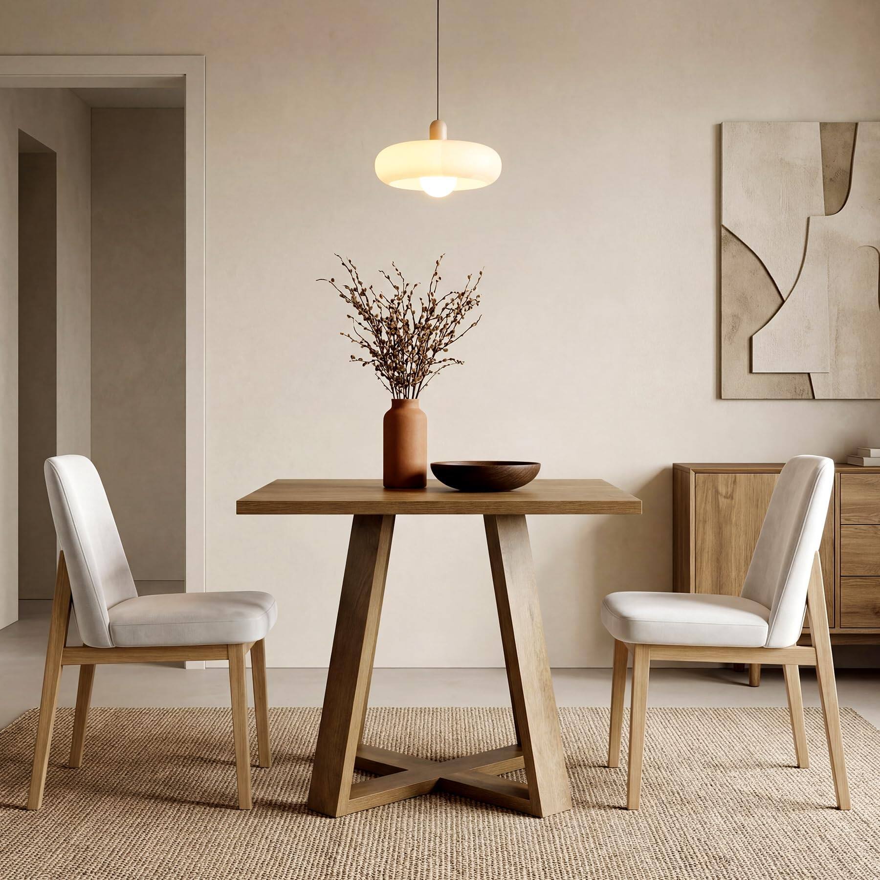 Alt View 4. Tribesigns - 31.5-Inch Square Dining Table with Pedestal Base and Spacious Tabletop for 2-4 People in Kitchen or Dining Room - Brown.