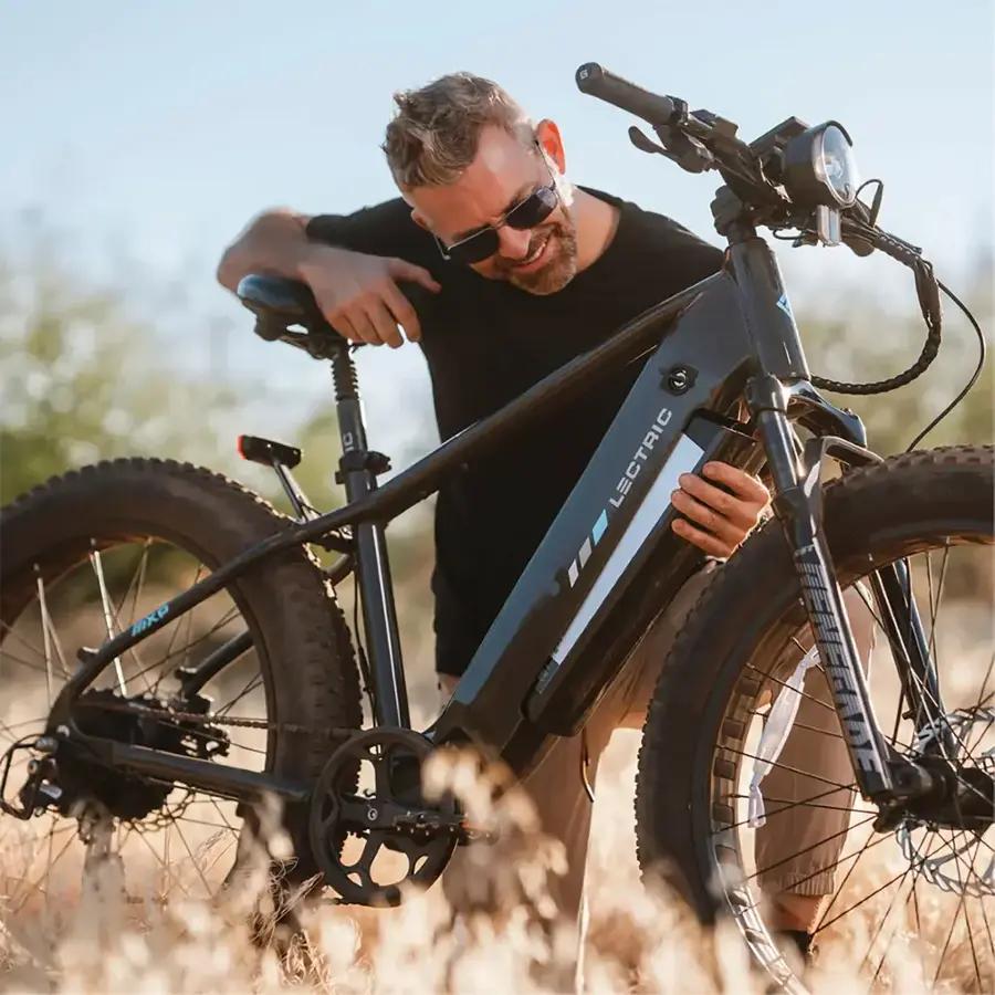 Alt View 4. Lectric eBikes - XPeak High-Step 2.0 Long-Range eBike (Max 80mi. Range/28mph Speed) + Rear Rack, Fenders, Headlight, Suspension Seat Post - Tempest Grey.