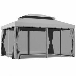 Outsunny - x 13' Patio Gazebo w/ Aluminum Frame Double Roof - Light Gray