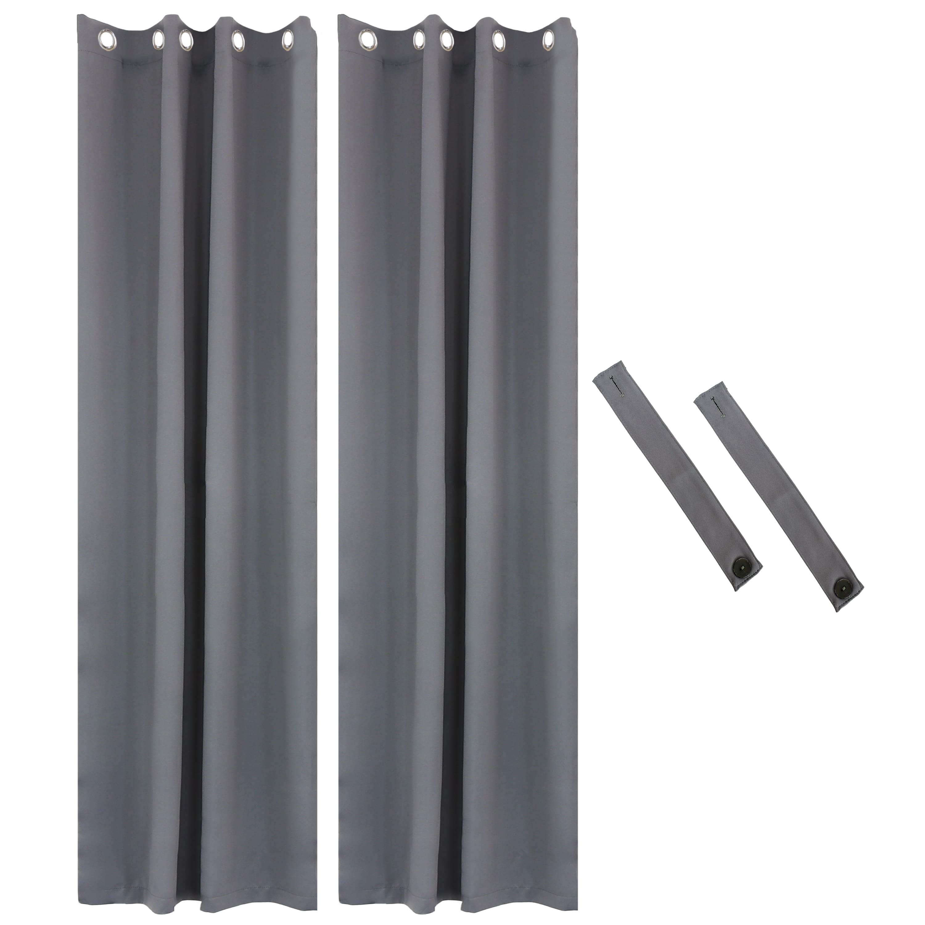 Sunnydaze - Outdoor Blackout Curtain Panel - 52 in x 108 in - Set of 2 - Gray