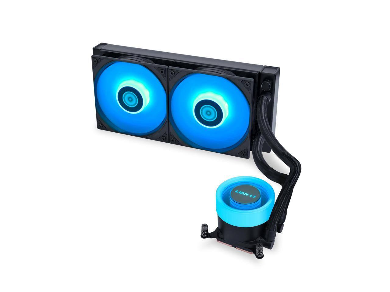 Alt View 5. Lian Li - Lian Li Galahad II Lite 240mm AIO CPU Cooler, RGB Fans, ARGB Pump, Low Noise, Switchable Lid (GA2L24RB) - RGB.