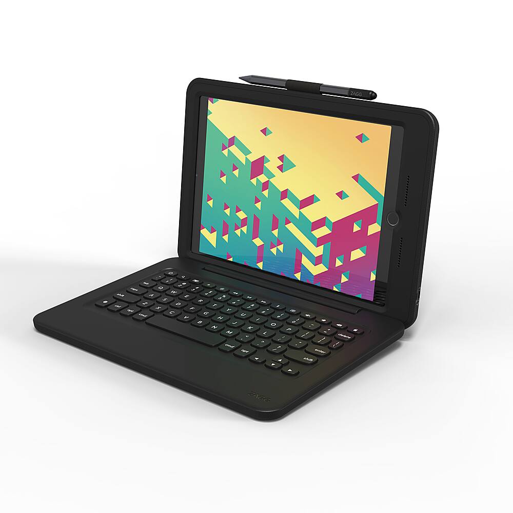 Angle. ZAGG - Rugged Book Keyboard Connect & Case for Apple iPad 10.2” (7th, 8th, 9th Gen) - Black.