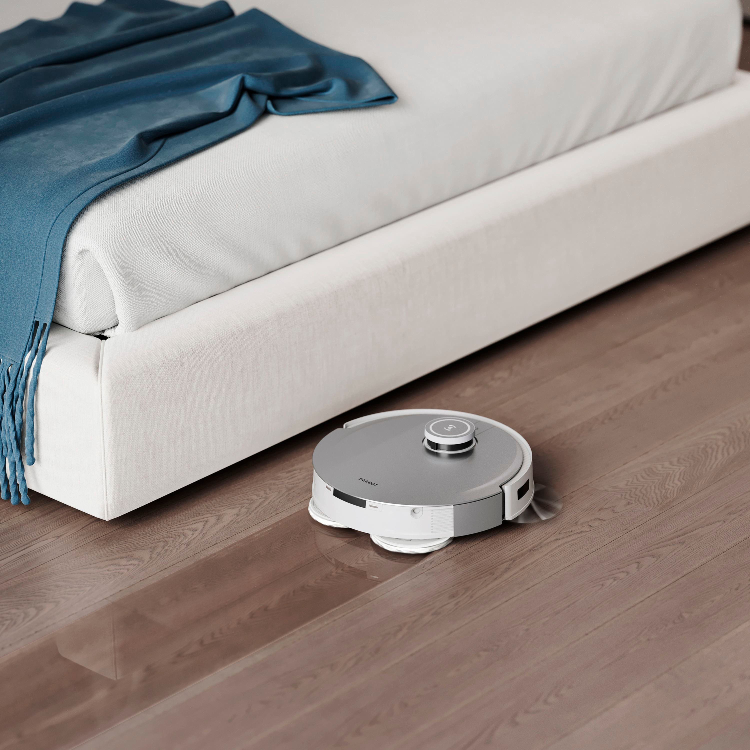 Alt View 12. ECOVACS Robotics - DEEBOT X1 OMNI Robot Vacuum & Mop with Auto Empty and Refill, Laser Mapping, AI Object Recognition and Self Clean - WHITE + SILVER.