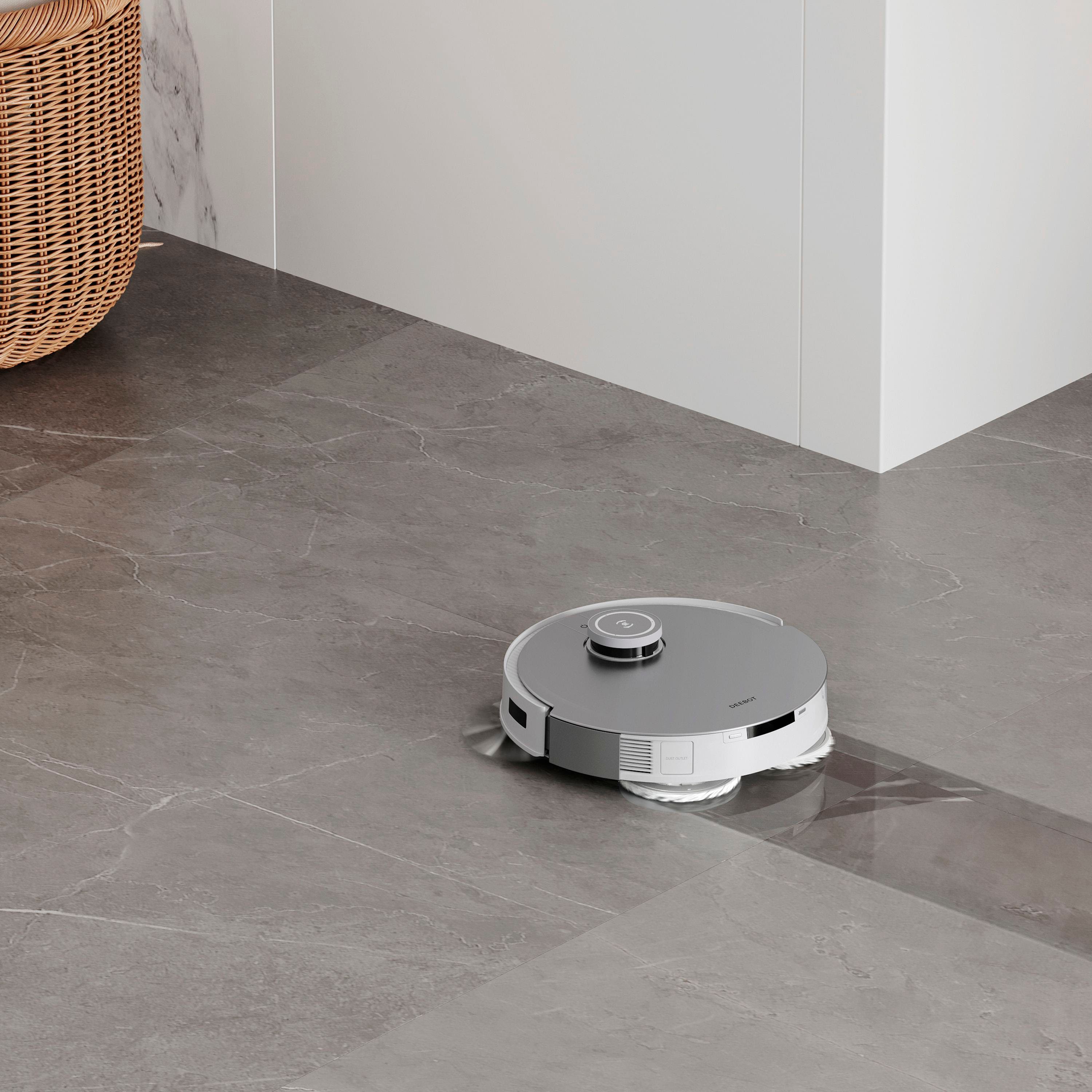 Alt View 13. ECOVACS Robotics - DEEBOT X1 OMNI Robot Vacuum & Mop with Auto Empty and Refill, Laser Mapping, AI Object Recognition and Self Clean - WHITE + SILVER.