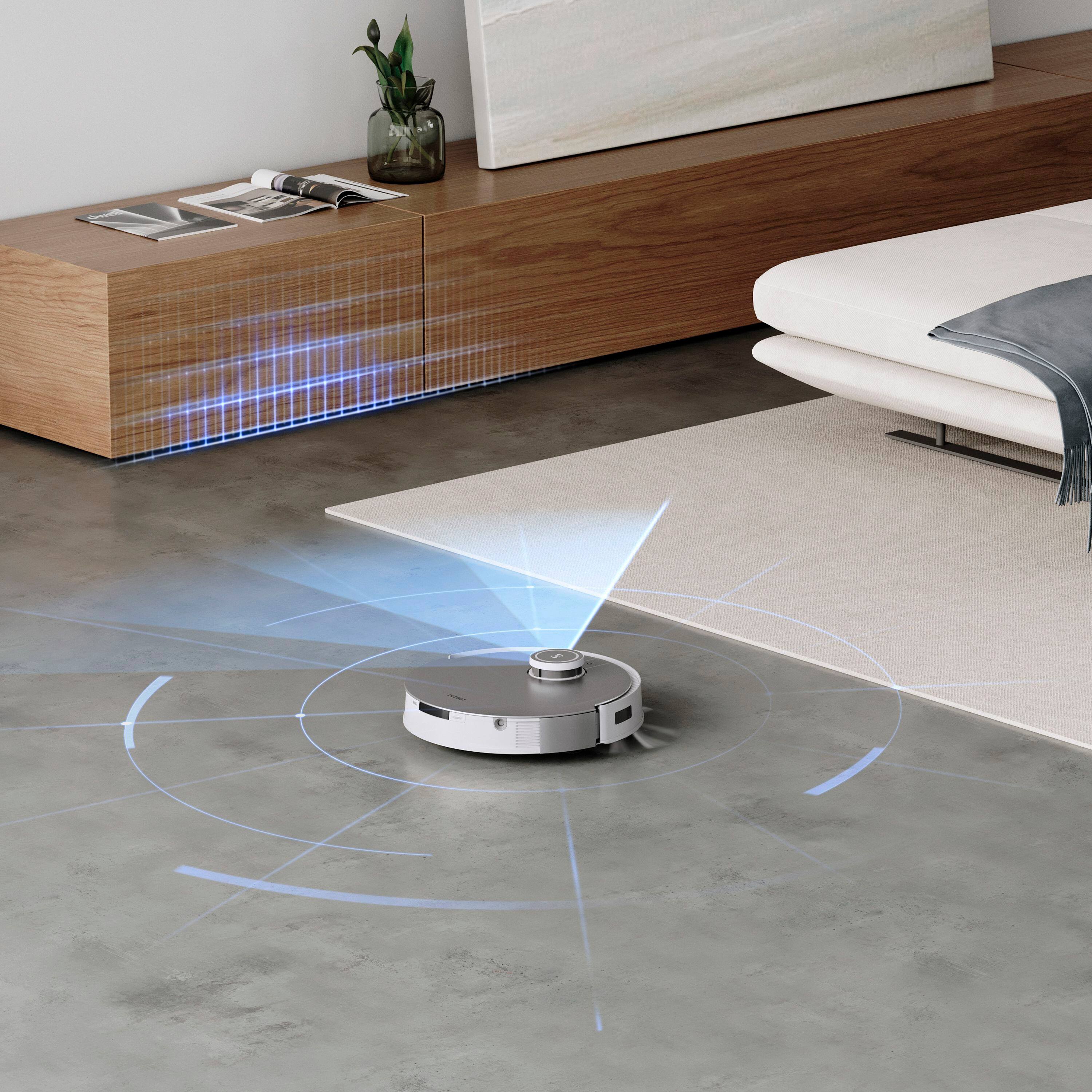 Alt View 17. ECOVACS Robotics - DEEBOT X1 OMNI Robot Vacuum & Mop with Auto Empty and Refill, Laser Mapping, AI Object Recognition and Self Clean - WHITE + SILVER.