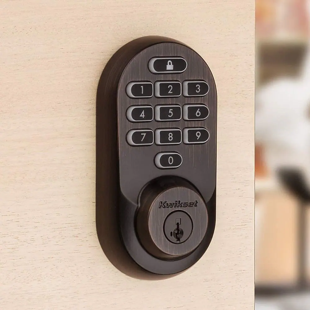 Angle. Kwikset - Halo Smart Lock Wi-Fi Replacement Deadbolt with App/Keypad/Key Access - Venetian Bronze.