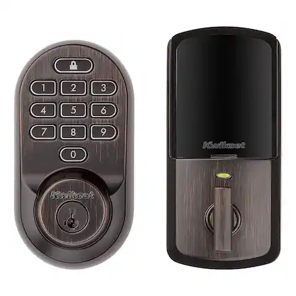 Front. Kwikset - Halo Smart Lock Wi-Fi Replacement Deadbolt with App/Keypad/Key Access - Venetian Bronze.