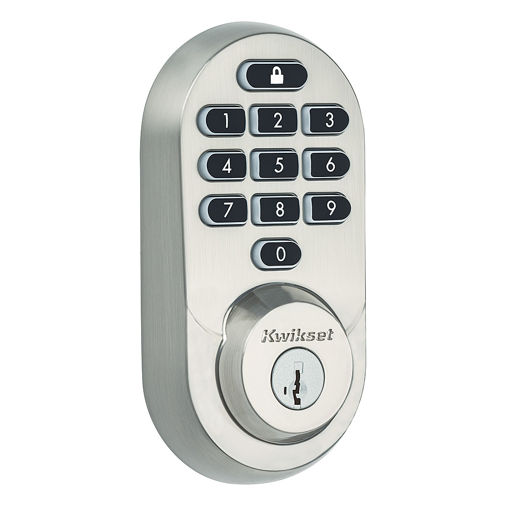 Angle View: Kwikset - Halo Smart Lock Wi-Fi Replacement Deadbolt with App/Keypad/Key Access - Satin Nickel