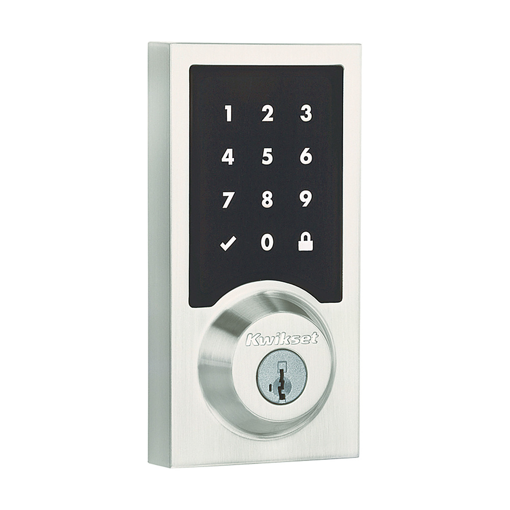 Angle View: Kwikset - 916 Smart Lock Z-Wave Replacement Deadbolt with App/Touchscreen/Key Access - Satin Nickel