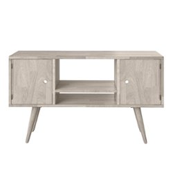 Handy Living - Rhodes Mid-Century Modern Wood Entertainment Cabinet with Doors for TVs Up to 50" in Overall Width - White Wash - Front_Zoom