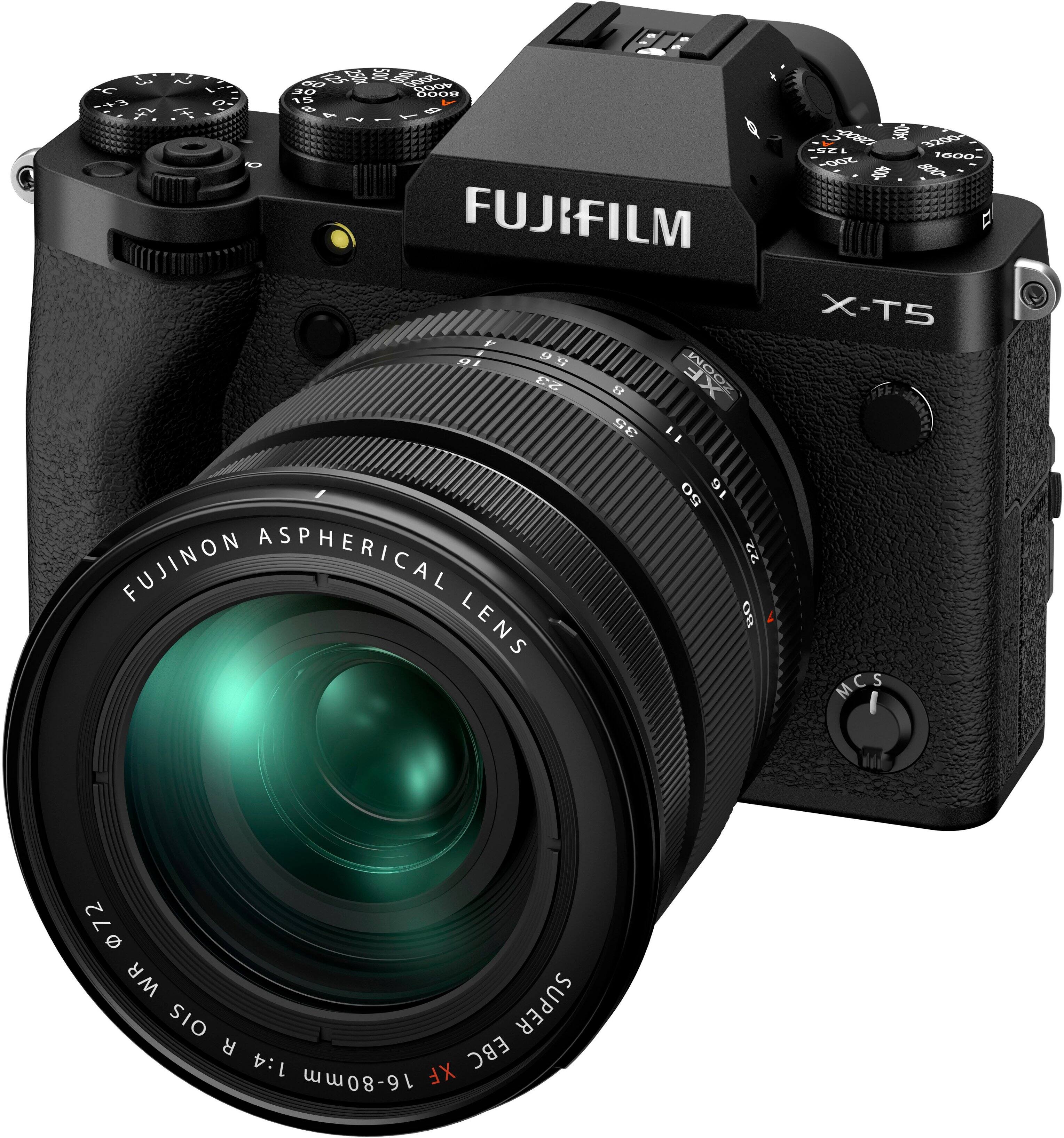 Angle. Fujifilm - X-T5 Mirrorless Camera with XF16-80mmF4 R OIS WR Lens Bundle - Black.