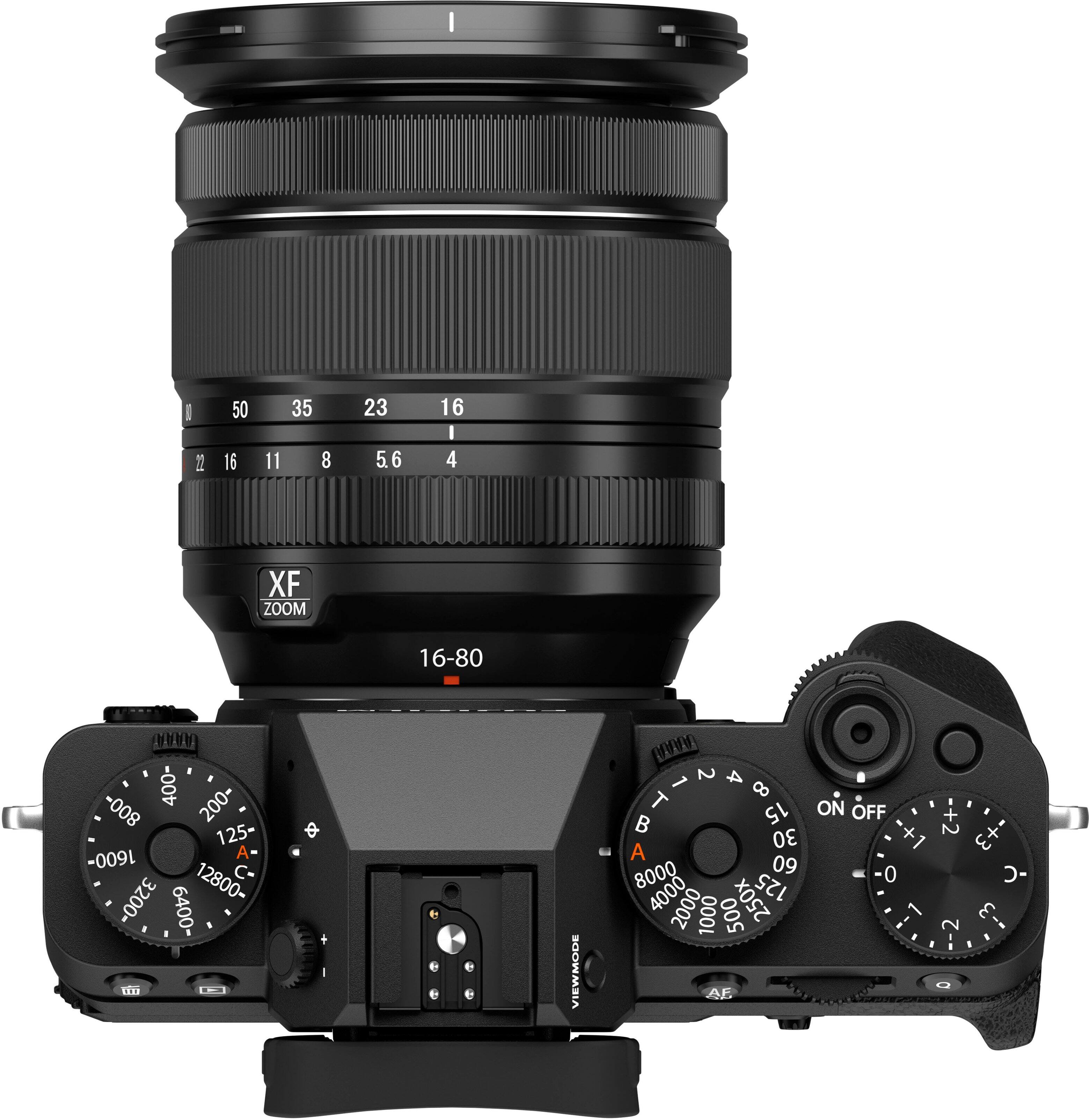 Left. Fujifilm - X-T5 Mirrorless Camera with XF16-80mmF4 R OIS WR Lens Bundle - Black.