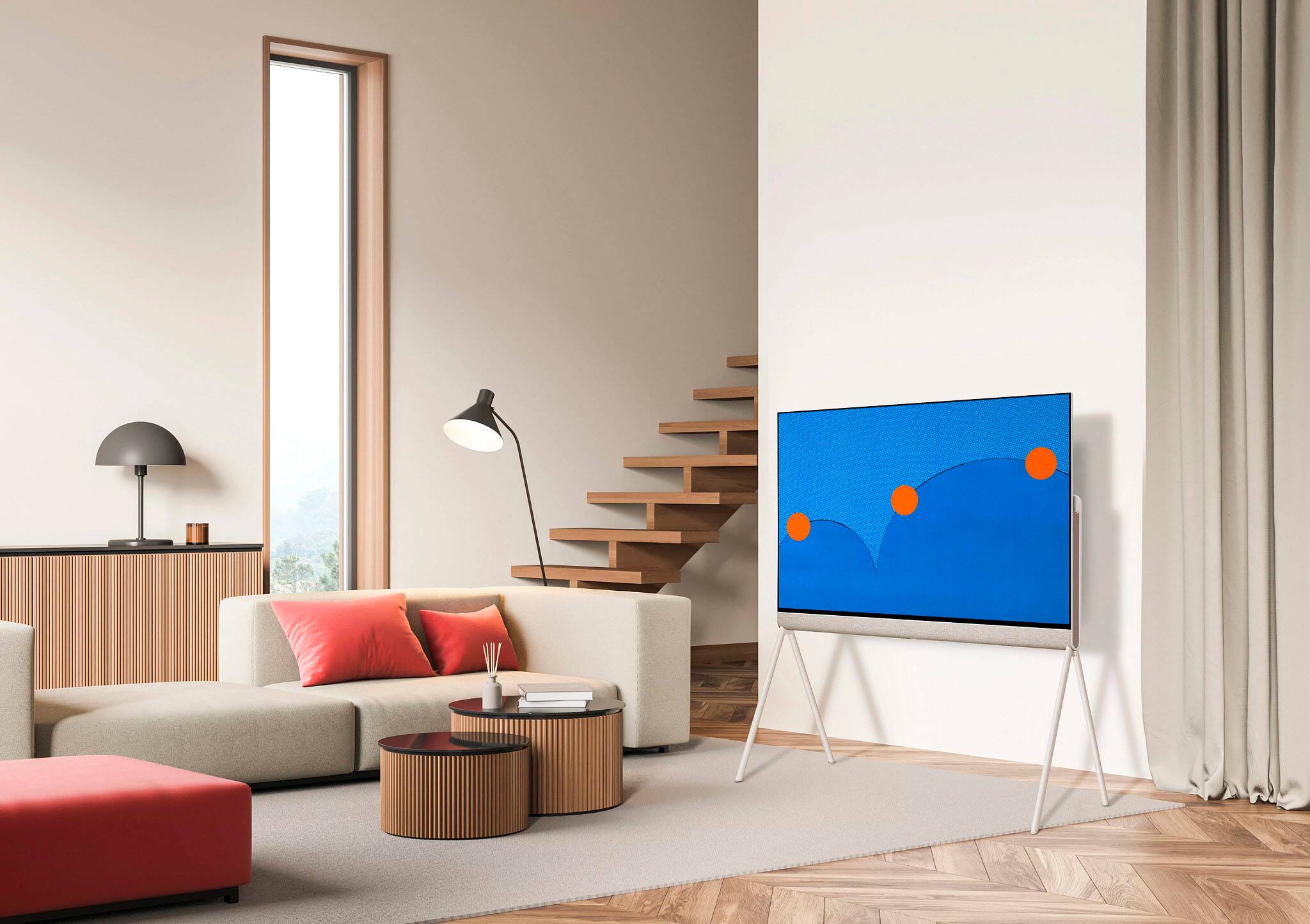 Back. LG - Pose 55" Class OLED 4K UHD Smart webOS TV with All-Around Design - Beige.
