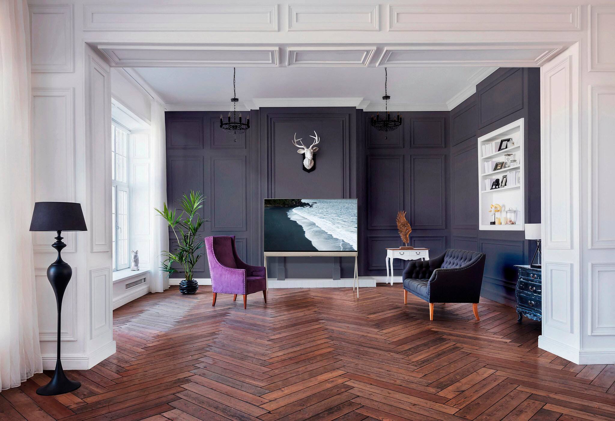 Alt View 1. LG - Pose 55" Class OLED 4K UHD Smart webOS TV with All-Around Design - Beige.